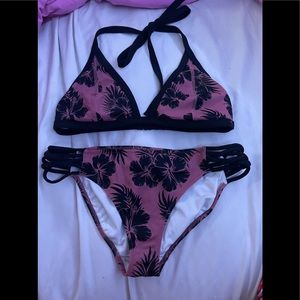 victoria secret purple/pink and back floral bikini